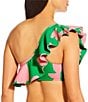 Antonio Melani Mandarin Blooms Bonded Ruffle One Shoulder Swim Top, Color:Shamrock - Image 2