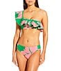 Antonio Melani Mandarin Blooms Bonded Ruffle One Shoulder Swim Top, Color:Shamrock - Image 3