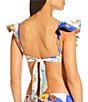 Antonio Melani Map V-Neck Bonded Ruffle Bralette Swim Top, Color:Multi - Image 2
