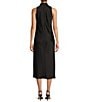 Color:Black - Image 2 - Marine Satin Halter Cowl Neck Sleeveless Midi Slip Dress