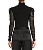Color:Black - Image 2 - Matte Jersey Annalee High Neck Bodysuit
