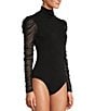 Color:Black - Image 3 - Matte Jersey Annalee High Neck Bodysuit