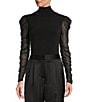 Color:Black - Image 1 - Matte Jersey Annalee High Neck Bodysuit