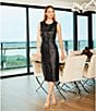 Antonio Melani Melanie Genuine Leather Sleeveless Button Front Sheath Midi Dress, Color:Black - Image 6