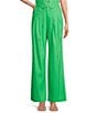 Antonio Melani Melinda Linen Blend Pleated Straight Leg Pants, Color:Amazon - Image 1