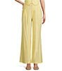 Antonio Melani Melinda Linen Blend Pleated Straight Leg Pants, Color:Butter - Image 1