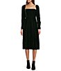 Color:Cypress - Image 1 - Midi Mackenzie Long Sleeve Velvet Dress