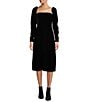 Color:Black - Image 1 - Midi Mackenzie Long Sleeve Velvet Dress