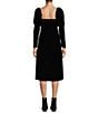 Color:Black - Image 2 - Midi Mackenzie Long Sleeve Velvet Dress
