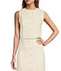 Color:Ivory - Image 1 - Milly Tweed Frayed Edge Round Neck Coordinating Cropped Vest
