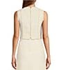 Color:Ivory - Image 2 - Milly Tweed Frayed Edge Round Neck Coordinating Cropped Vest