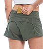 Color:Olive - Image 4 - Active Motion 4-Way Stretch Back Zipper Pocket Moisture Wicking Shorts