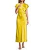 Antonio Melani Myla Short Sleeved Drapey Satin Maxi Dress, Color:Sunshine - Image 1
