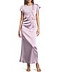 Antonio Melani Myla Short Sleeved Drapey Satin Maxi Dress, Color:Iris - Image 1