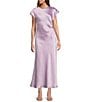 Antonio Melani Myla Short Sleeved Drapey Satin Maxi Dress, Color:Iris - Image 2