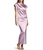 Antonio Melani Myla Short Sleeved Drapey Satin Maxi Dress, Color:Iris - Image 4