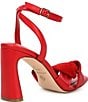 Color:Tangelo Red - Image 2 - Nikki Leather and Suede Twisted Dress Sandals