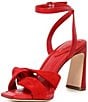Color:Tangelo Red - Image 4 - Nikki Leather and Suede Twisted Dress Sandals