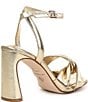 Color:Glimmer Gold - Image 2 - Nikki Metallic Leather Twisted Dress Sandals