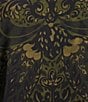 Antonio Melani Noah Motif Print Satin Banded Neck Raglan Long Sleeve Button Front Coordinating Blouse, Color:Green Motif - Image 4