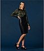 Antonio Melani Noah Motif Print Satin Banded Neck Raglan Long Sleeve Button Front Coordinating Blouse, Color:Green Motif - Image 6