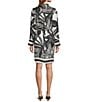 Antonio Melani Odessa Printed Satin Button Front Long Sleeve Dress, Color:Black Palm - Image 2