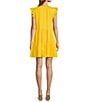 Color:Sunshine - Image 2 - Opal Linen Blend V-Neckline Cap Sleeve Tiered A-Line Dress