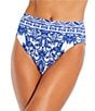 Antonio Melani Ornate Border High Waisted Swim Bottom, Color:Blue - Image 1