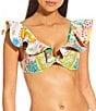 Antonio Melani Paisley Bonded Ruffle V-Neck Bralette Swim Top, Color:Multi - Image 1