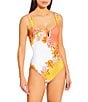 Antonio Melani Patchwork Floral V-Wire One Piece Swimsuit, Color:Multi - Image 1