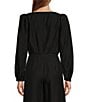 Color:Black - Image 2 - Antonio Melani Patricia Square Neck Long Sleeve Tencel Blend Coordinating Blouse