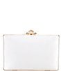 Color:Silver - Image 2 - Pearl Stone Hinge Minaudiere Clutch