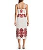 Antonio Melani Penelope Linen Blend Scroll Print Sweetheart Neck Sleeveless Midi Dress, Color:Red Scroll - Image 2