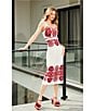 Antonio Melani Penelope Linen Blend Scroll Print Sweetheart Neck Sleeveless Midi Dress, Color:Red Scroll - Image 4