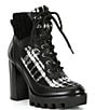 Color:Black/White - Image 1 - Penn Leather And Fabric Lug Sole Booties