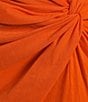 Color:Mandarin - Image 4 - Penny Linen Blend Faux Wrap Front Slit Coordinating Midi Skirt