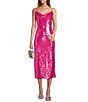 Color:Bright Pink - Image 1 - Pixie Novelty Sequin Cowl Neck Sleeveless Midi Dress