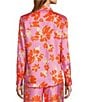 Color:Mandarin Floral - Image 2 - Polina Floral Printed Satin Twill Point Collar Long Sleeve Coordinating Button Front Shirt