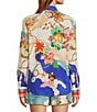 Antonio Melani Polina Linen Blend Ocean Print Button Front Collar Long Sleeve Coordinating Blouse, Color:Ocean Print - Image 2