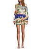 Antonio Melani Polina Linen Blend Ocean Print Button Front Collar Long Sleeve Coordinating Blouse, Color:Ocean Print - Image 3