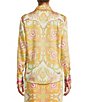 Antonio Melani Polina Printed Satin Point Collar Long Sleeve Button Down Blouse, Color:Pink/Green - Image 2