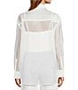 Color:White - Image 2 - Priscilla Organza Long Sleeve Button Front Blouse