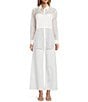Color:White - Image 3 - Priscilla Organza Long Sleeve Button Front Blouse