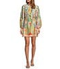 Antonio Melani Raffaella Printed Satin Tie Neck Long Sleeve Dress, Color:Multi Color - Image 1