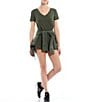 Color:Olive - Image 3 - Active Relaxed Stretch Mid Rise Mini Match Tennis Skirt
