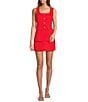 Antonio Melani Rhea Linen Blend Square Neck Sleeveless Faux Button Front Romper, Color:Tomato - Image 1