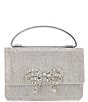 Color:Silver - Image 1 - Rhinestone Bow Top Handle Evening Clutch