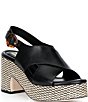 Antonio Melani Riley Leather X Band Raffia Platform Sandals - Image 1