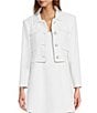 Color:White - Image 1 - Rita Tweed Notch Collar Long Sleeve Jacket