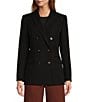 Antonio Melani Coordinating Riviera Ponte Twill Notch Lapel Long Sleeve Button Front Long Line Blazer, Color:Black - Image 4
